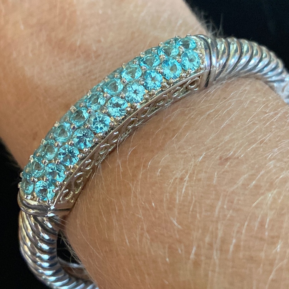 925 Sterling Blue Topaz Cuff Bracelet